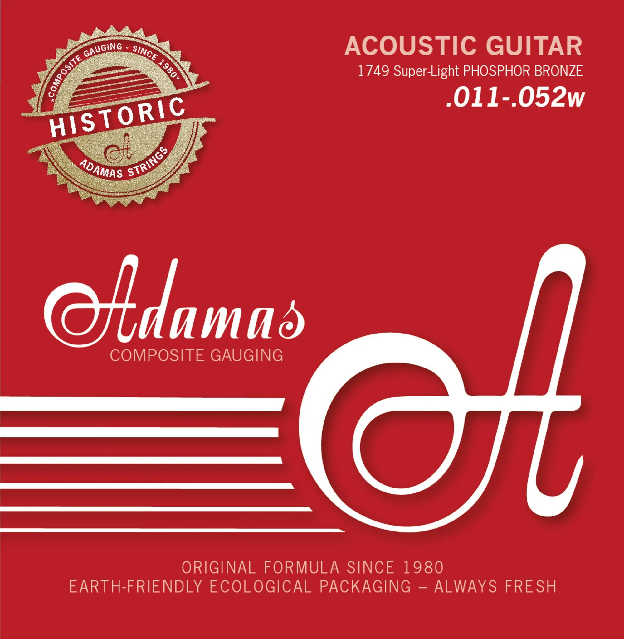 Струны для акустической гитары Adamas Historic Reissue Phosphor Bronze 1749, 11-52w